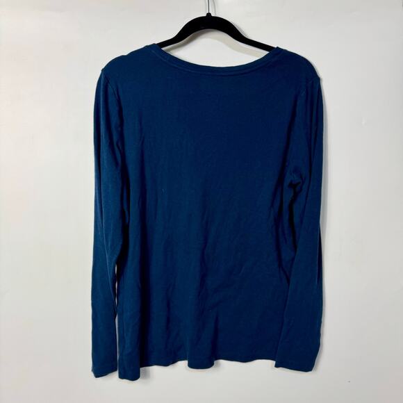 Time and Tru Womens Rib Knit Long Sleeve T Shirt Dark Blue XXL 20 - Picture 3 of 8